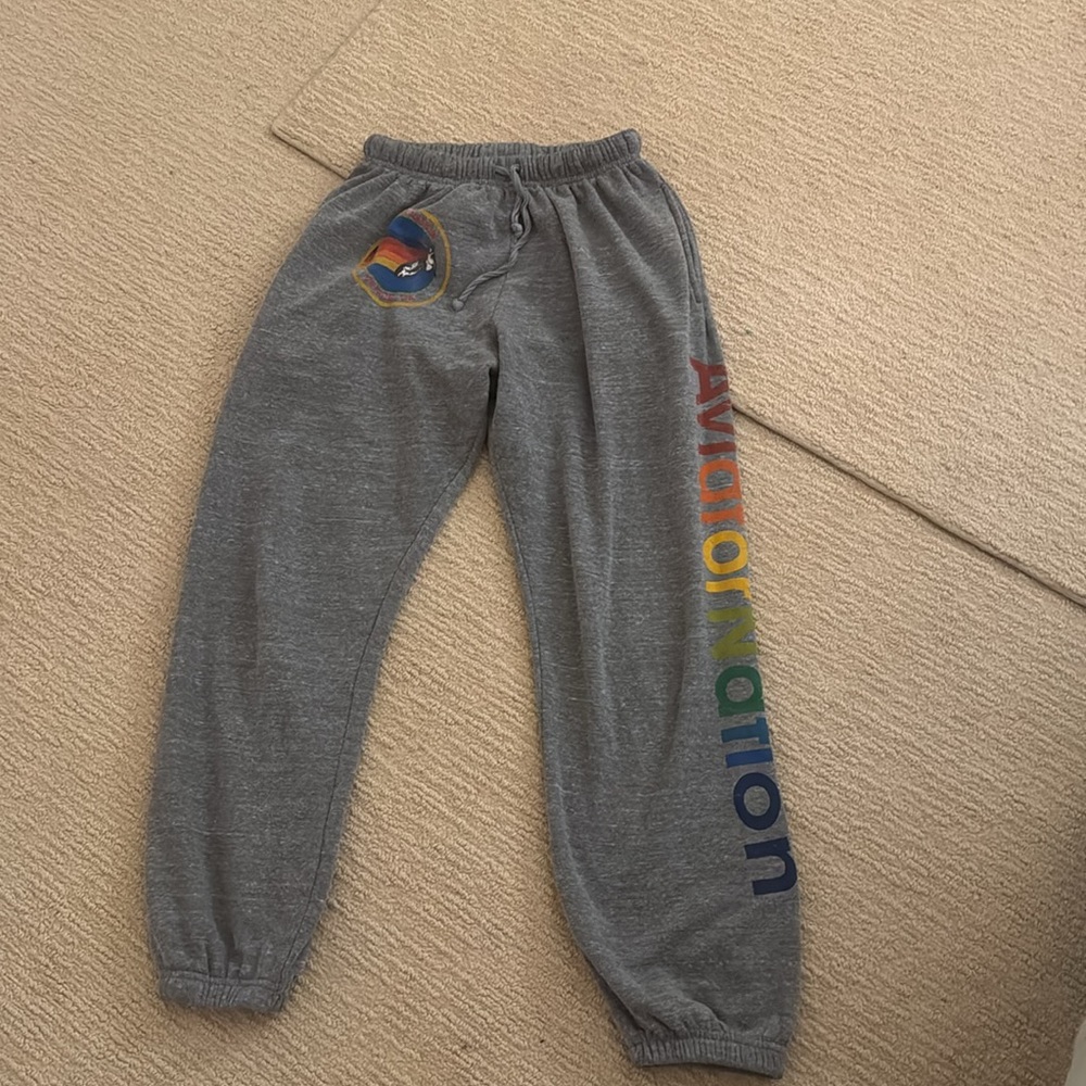 aviator nation rainbow and grey sweatpants